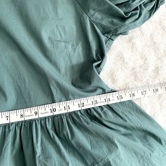 Peter Som Green Puff Sleeves Open Tie Back Ruffle A-line Summer Mini Dress 6 - Picture 10 of 10